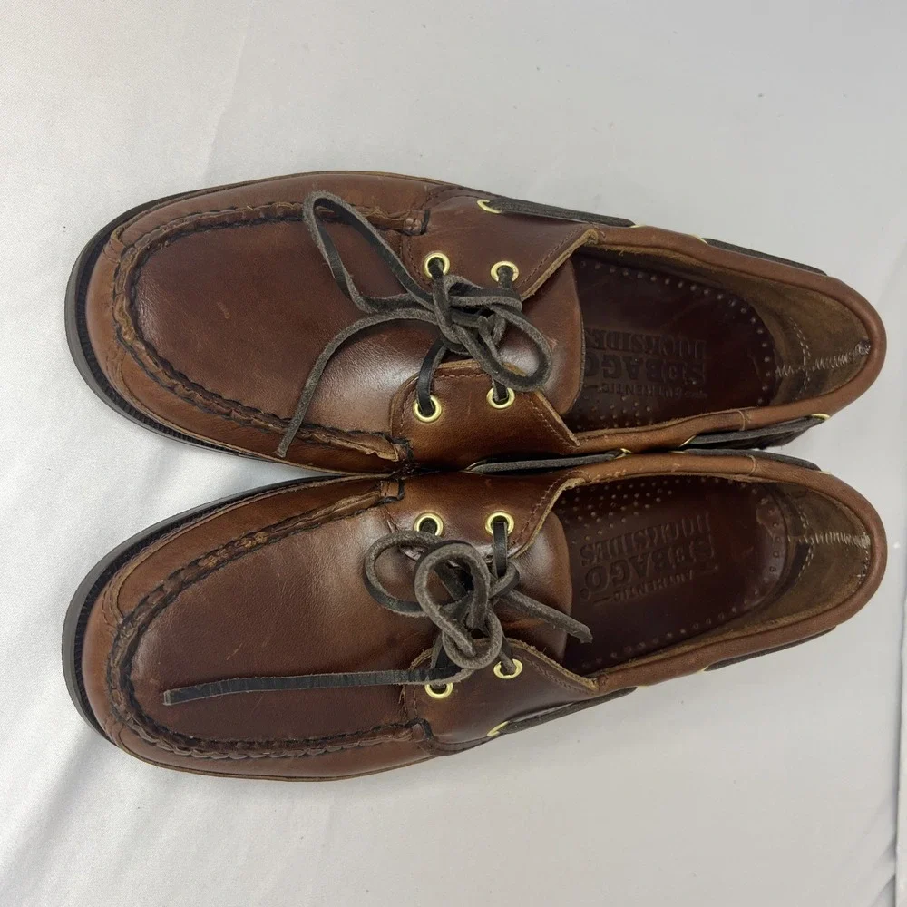 Sebago Schooner Docksides Men's Leather Boat Shoes 7.5 M Brown 75943